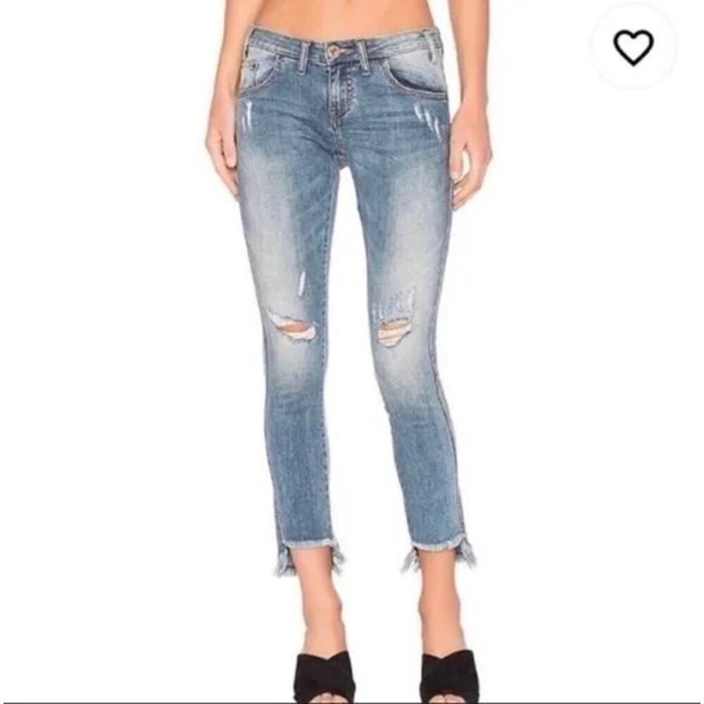 NWT One Teaspoon 26 Labyrinth Freebirds Low Rise Step Hem Ankle Distressed Jeans
